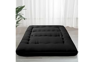 MAXYOYO 6" Extra Thick Japanese Floor Mattress Futon Mattress, Foldable Mattress Tatami Pad Floor Mattress for Adults Floor Bed Roll Up Mattress Guest Mattress Camping Mattress, Black, Queen
