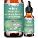 Lymphatic Drainage Drops, 6-IN-1 Lymphatic Complex w. Burdock Dandelion Kelp Cleavers, New Maximum Potency Lymph System Support for Bloat Balance Cortisol Immune Full Body Detox &amp; Skin Vitality