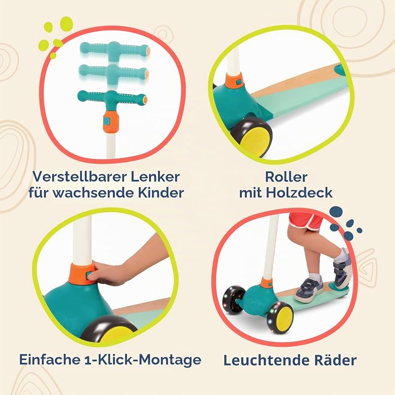 Scooter Fun Holz-Kinderroller mit Leuchträdern — Foto 2 von 7