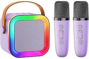 FEIX G Mini Karaoke Machine Speaker for Kids Adults,Portable Bluetooth with 1-2 Wireless Microphones,Christmas Birthday Gifts Toys Girls Boys Ages 4, 5, 6,7, 8,9,10,11,12+ Years Old Toddler (Purple - 2 Mic)