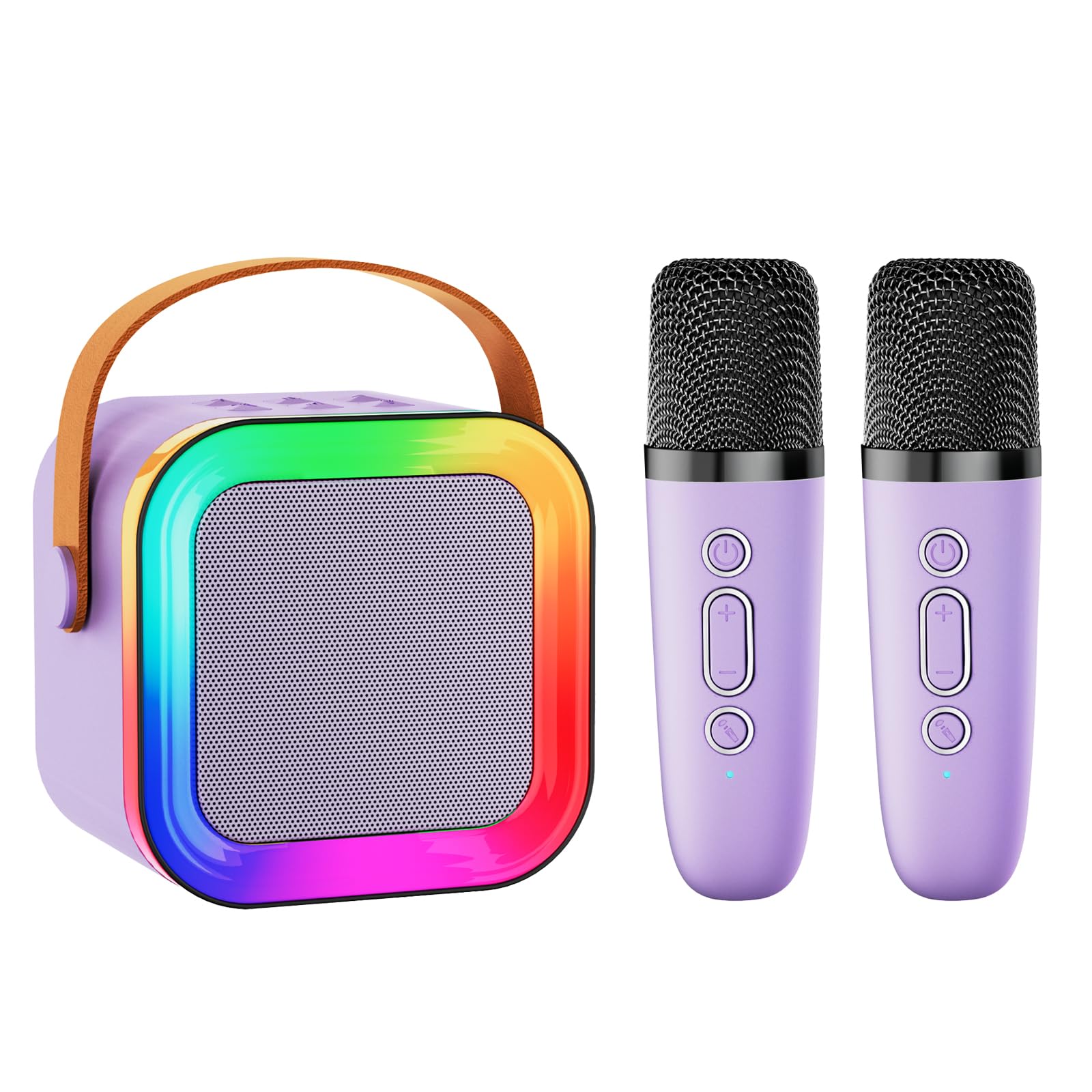 Photo 1 of Mini Karaoke Machine Speaker for Kids Adults,Portable Bluetooth with 1-2 Wireless Microphones,Christmas Birthday Gifts Toys Girls Boys Ages 4, 5, 6,7, 8,9,10,11,12+ Years Old Toddler (Purple - 2 Mic)