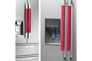 Nuovoware Refrigerator Door Handle Covers Set of 4, Make Kitchen Appliance Fridge Oven Microwave Dishwasher Clean,Protect Antiskid Washable Decor Cloth,Keep Off Smudges Fingerprint Oil Stain, Red