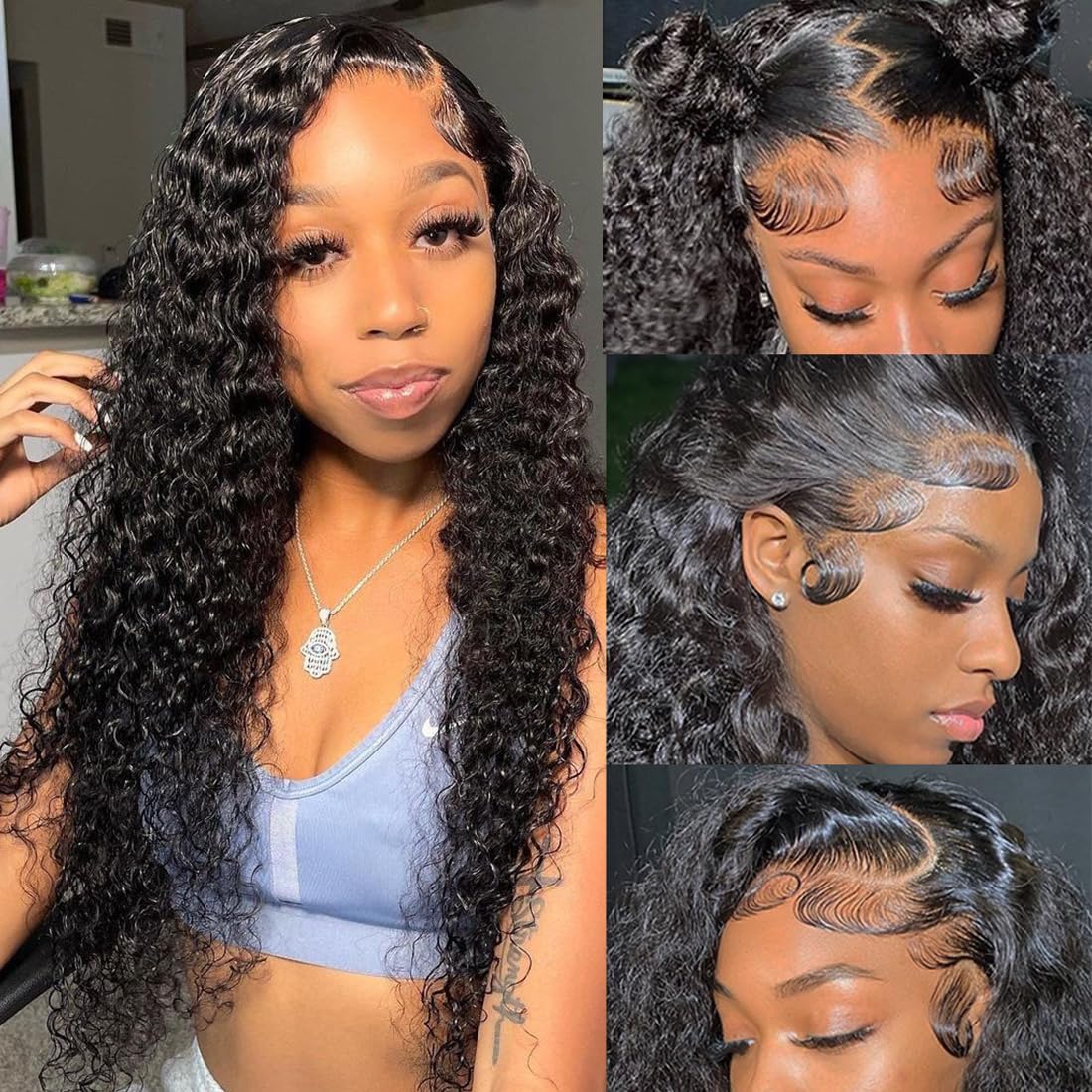 13x6 Deep Wave Lace Front Wigs Human Hair Pre Plucked Wet  display picture 1