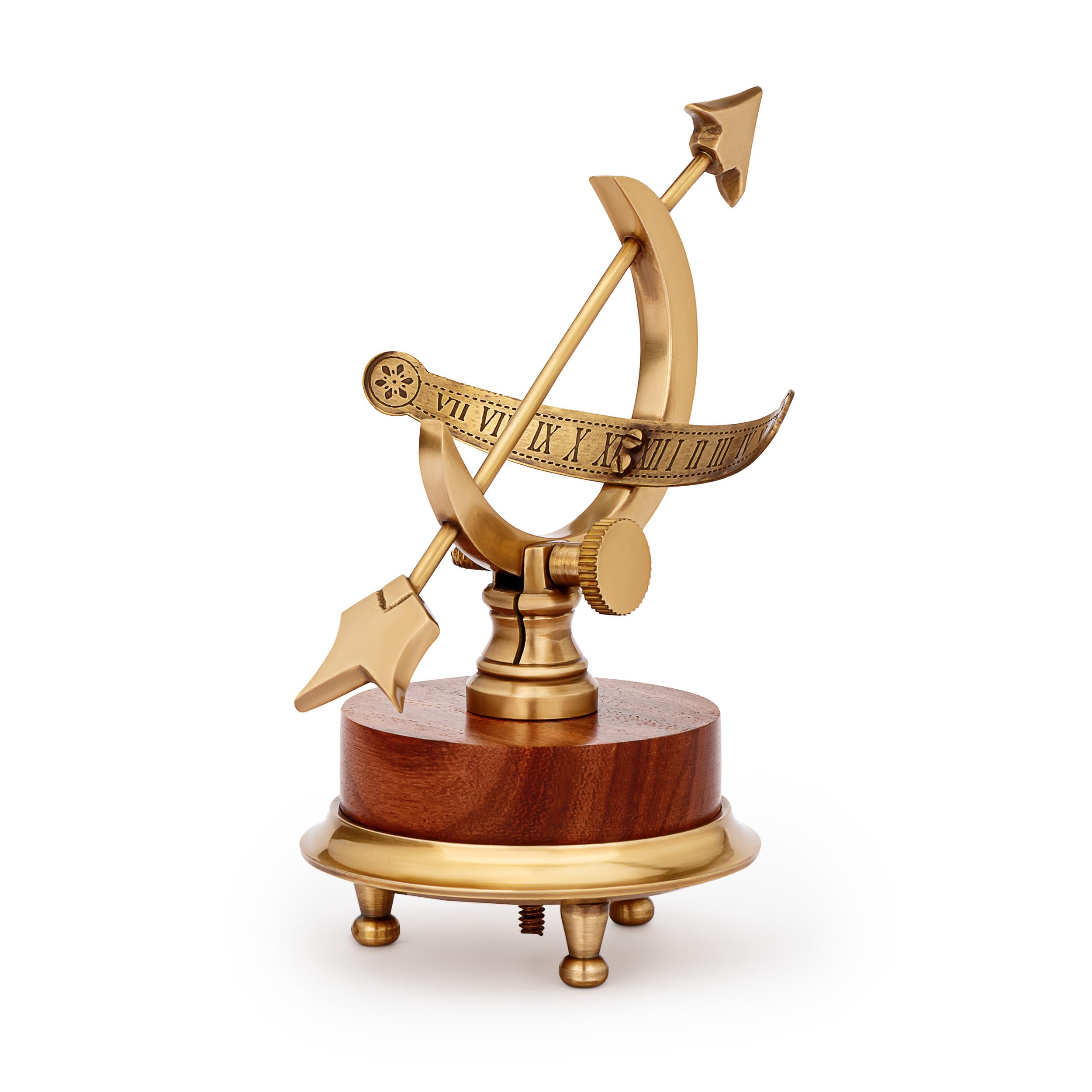 NKlaus Maritime Sundial Wood and Brass Antique 13 cm High Antique Decoration 11568