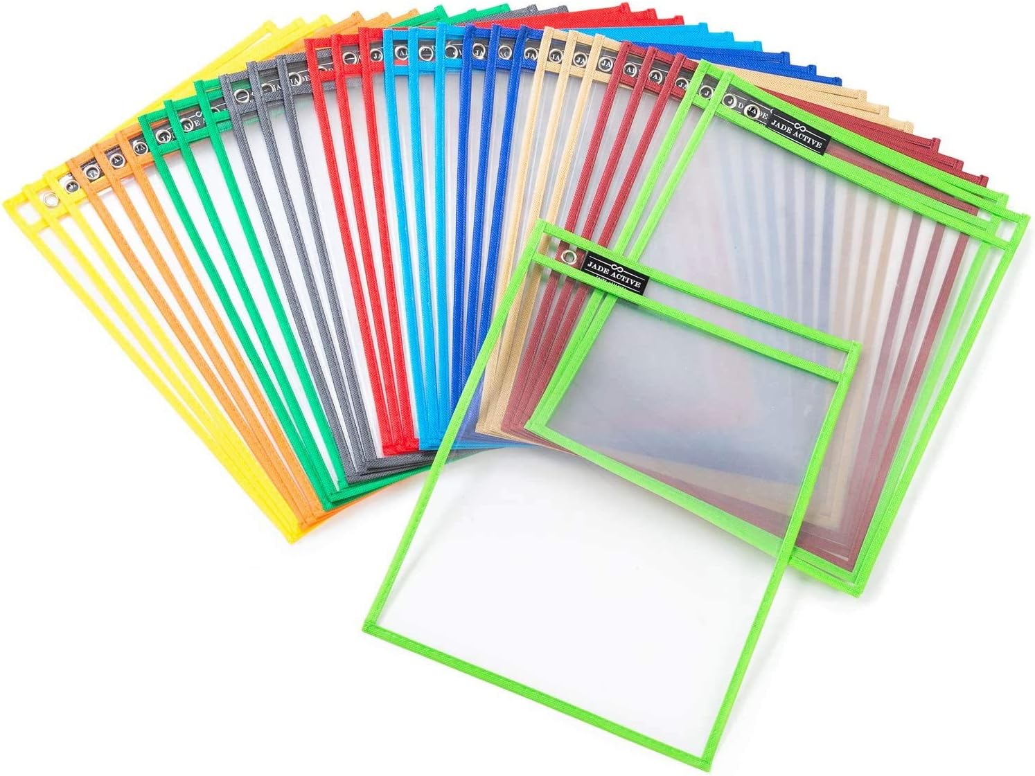 Dry Erase Pockets Sheet Protectors - Reusable + Oversized - Size 10 X 13 Inches - 30 Plastic Sleeves - Mixed Colors - Ideal to use at School or at Work : Office Products