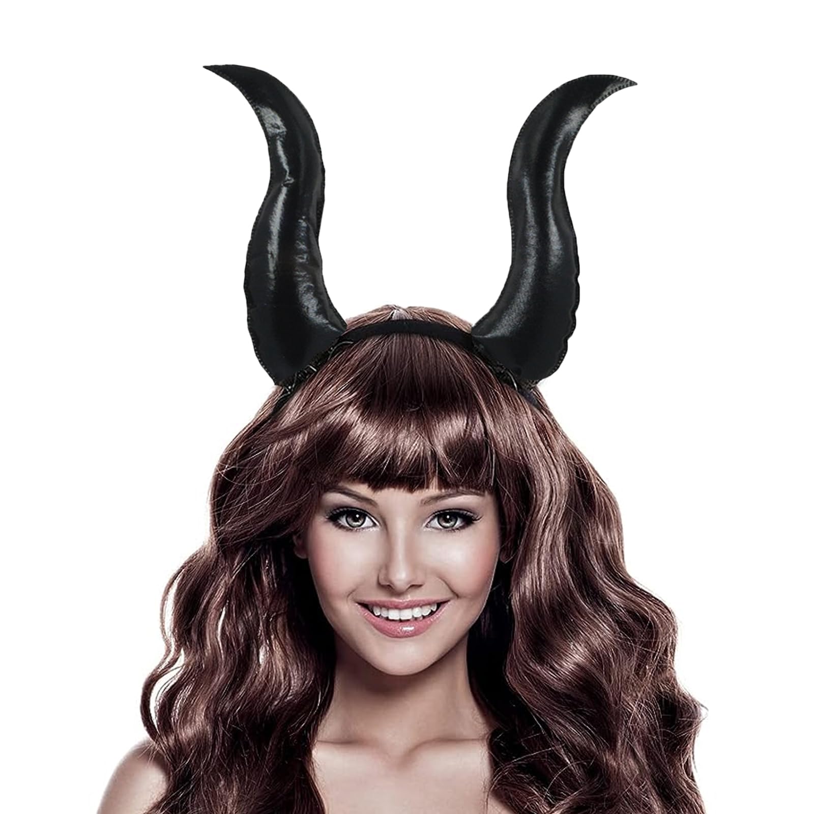 Mizijia Horns Devil Headpiece, Black Devil Horns Headband for Women Men Halloween Costume Cosplay
