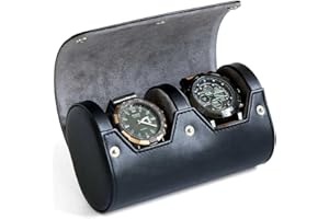 Besforu Watch Roll Travel Case for Men and Women with Suede Lining Portable 2 Slot Watch Display Storage and Organizer to Holder Large Watch(2 slot black)
