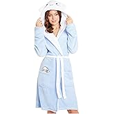 Hello Kitty Sanrio Robe for Women, Teens, Nightwear with Hood, Pockets, Kawaii Fleece Bathrobe Loungewear Gifts for Women