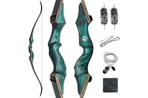 oubert 60 Inch 20-60 Lbs Recurve Bow Set Right Hand Archery Hunting Bow Wooden Riser Takedown Bow with Stringer Tool for Adults Outdoor Target Practice