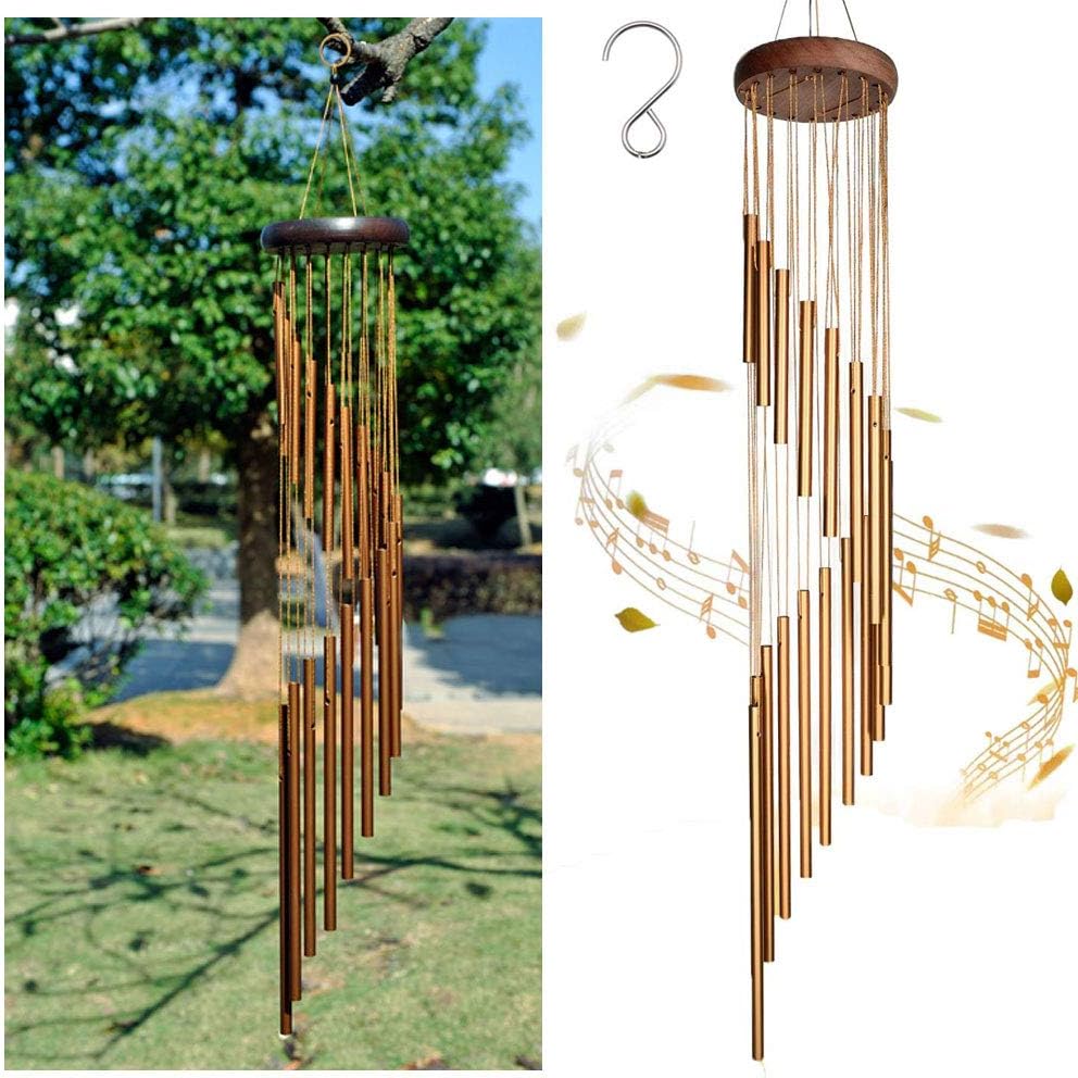 MIRACLE BLACK Wind Chimes For Garden Outdoor, 36" Large Wind Chimes 18