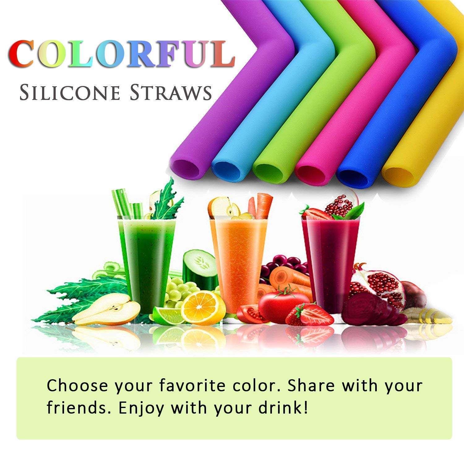 Silicone Straws Set of 8, Reusable Silicone Drinking Straws For 30oz 20oz Cups Yeti Ozark Trail Rtic Tumblers, 10.5\'\' Length, 10mm Diameter, BPA Free (6 Straws + 2 Brushes)