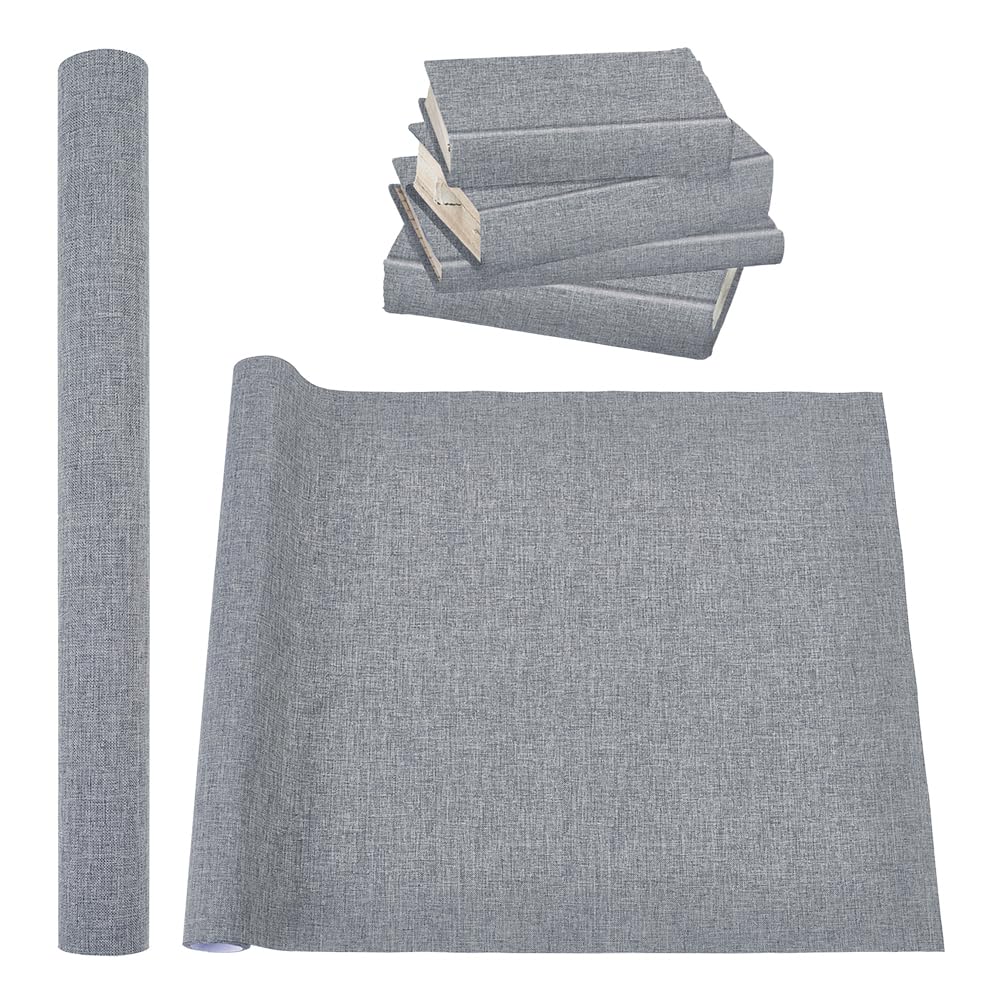 BENECREAT 1.2mx40cm Gray Book Binding Cloth, Bookcover Fabric Surface with Paper Backed Linen Upholstery Fabric for Book Binding Scrapbooking DIY Crafts Scrapbooking