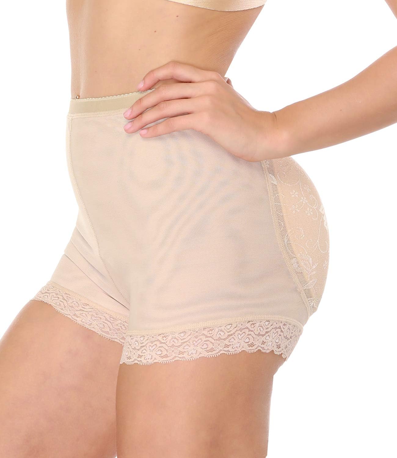 LANFEI Women's Butt Lifter Panties Hip Enhancer Thong Padded Underwear Shapwear Briefs Beige