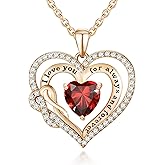 Bengnkes 925 Sterling Silver Forever Love Heart Birthstone Pendant Necklaces for Women, Birthday Gifts for Wife Mom Her