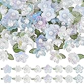 SUNNYCLUE 1 Box 80Pcs Acrylic Flower Charms Floral Charms Elegant Transparent Acrylic Colorful Lily Flower Dangle Pendants for Jewelry Making Supplies DIY Earrings Bracelets Necklace Crafts Women