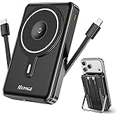 Nepagz for Magsafe Portable Charger, 10000mAh Magnetic Power Bank with Foldable Stand, PD 22.5W Fast Charging with USB-C Cable, Wireless Portable Charger for iPhone 17/16/15/14/13/12 Series, Black