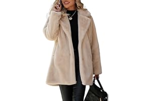 Vipwest Women's Faux Fur Long Coat Button Down Lapel Fleece Sherpa Jacket