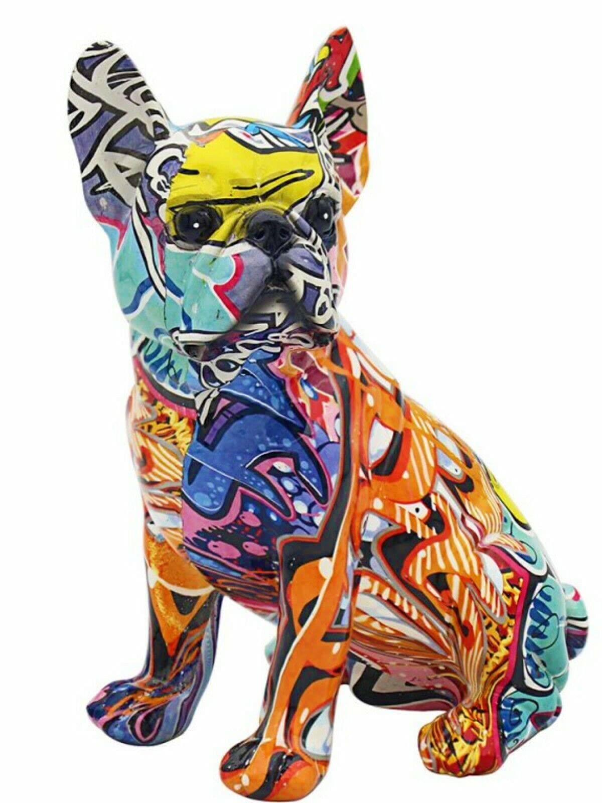 Animal Crackers Graffiti Art bright coloured sitting French Bulldog ornament figurine Frenchie lover gift