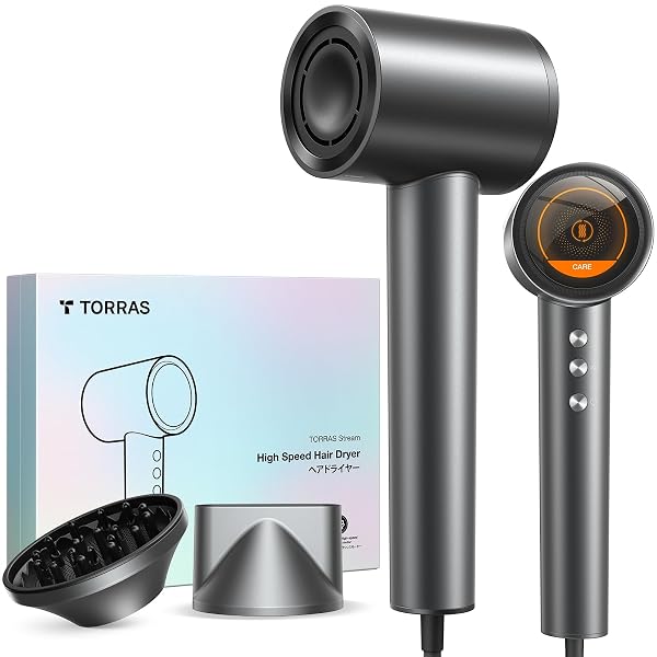 TORRAS STREAM HAIR DRYER, SPACE GRAY, HIGH-SPEED 29.3M/S,...