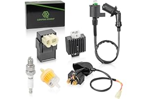 LK LEAPING KNIGHT GY6 150cc Ignition Coil AC CDI Box Kit with Solenoid Relay Voltage Regulator Spark Plug for Tomberlin Crossfire 150R Spiderbox Go Karts GY6 150cc Engine Scooter Moped American Sportworks 150 GTS