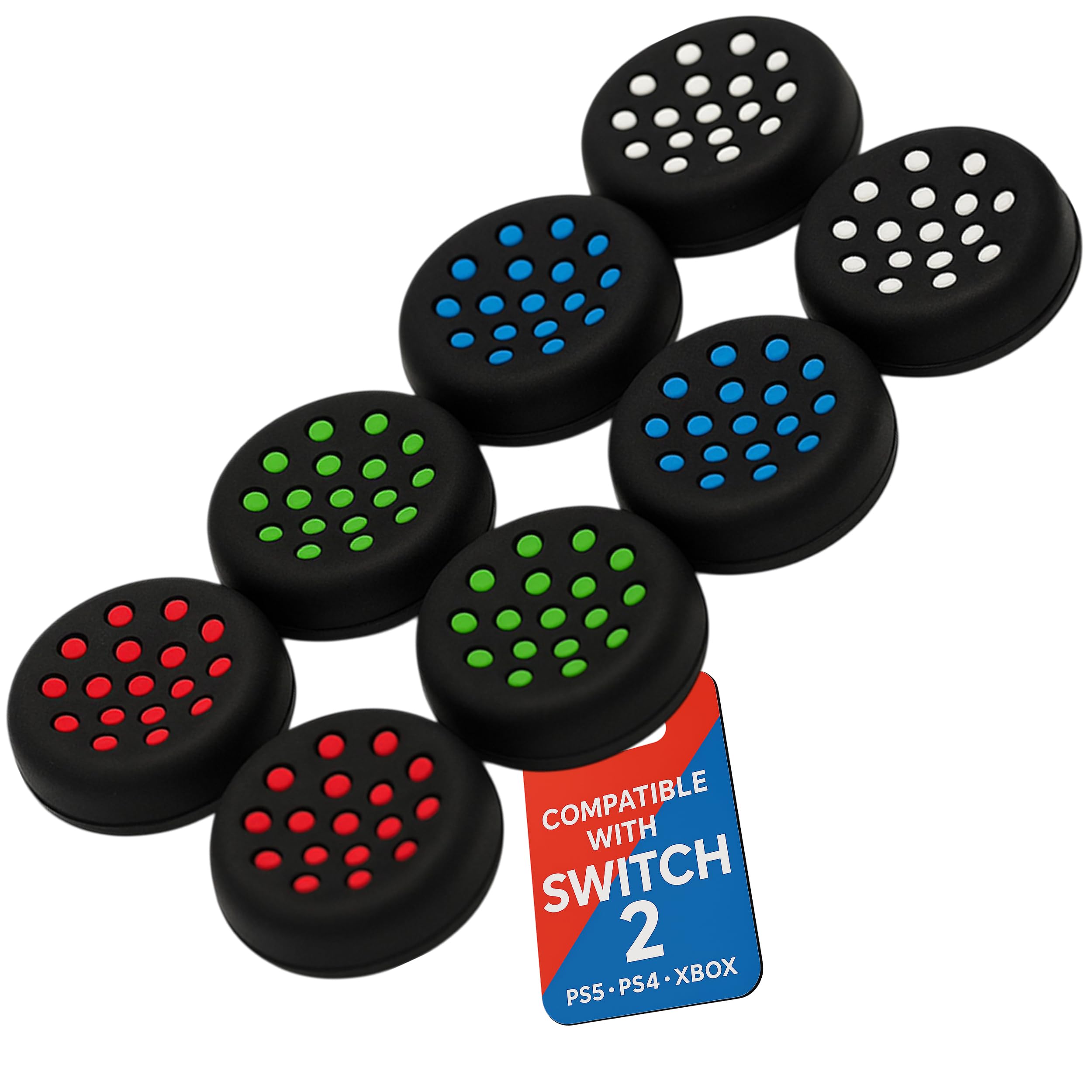 MatoSan® Thumbstick Grip Caps for Switch 2– Silicone Joystick Covers Compatible with Switch 2 Controllers – Ergonomic Non-Slip Thumb Grips for Precise Control Joysticks (Version 9)