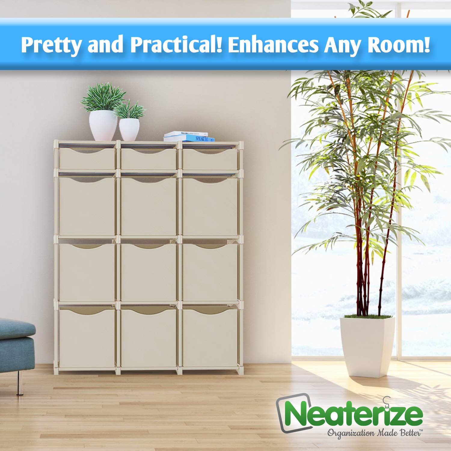 Livingroom Diy Cubby Organizer Bins Closet Organizer For Bedroom Office Playroom Set Of Storage Cubes Included Neaterize 9 Cube Organizer Cube Shelves Ladder Storage Unit Shelf Beige Closet Organization Systems