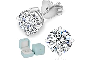 KRKC Moissanite Earrings, Christmas Birthday Gifts with Luxury Box, Hypoallergenic 925 Sterling Silver 14K White Gold Plated,