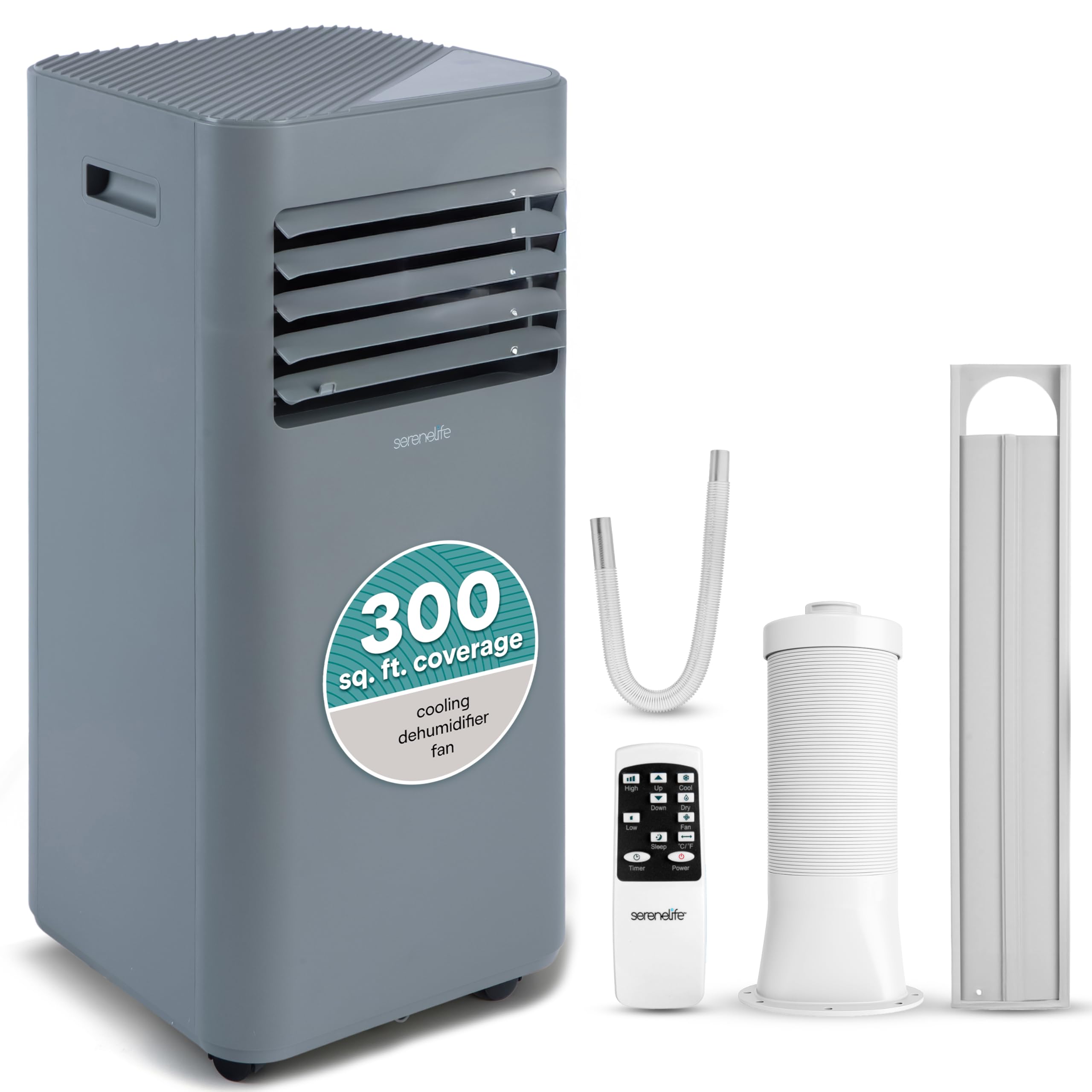 Photo 1 of SereneLife Portable AC 8000 BTU, 3-in-1 Cooling, Dehumidifier And Fan Modes, Compact Standing Air Conditioner, Energy Efficient 300 Sq. Ft. Climate Control, Universal Castors And Window Mount Kit