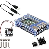 4 in 1 Professional Kit for Raspberry Pi 3 & Raspberry Pi 2 and Raspberry Pi B+,blue Sliced 9 Layers Case Box + Cooling Fan +micro USB Cable with Turn/on Switch ,Heatsinks