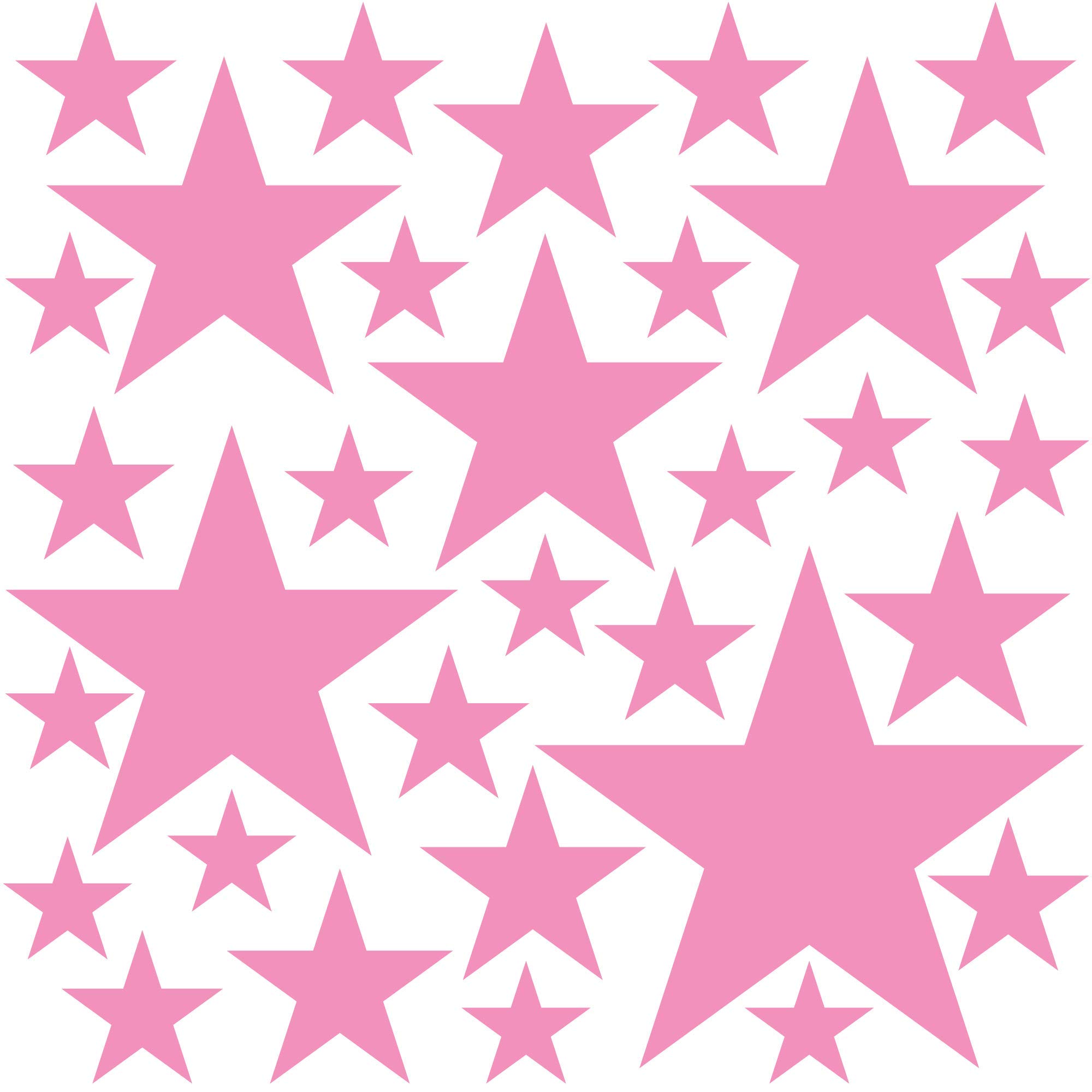 PREMYO Set of 25 Star Wall Stickers Kids - Nursery Decor Easy to Apply - Decals for Bedrooms for Girls Rose Pink
