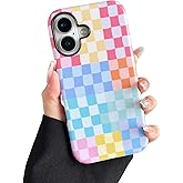 branple Compatible with iPhone 17 Case, Cute Colorful Checkered Case with Shockproof Slim Soft TPU and Hard PC Protective Cover for Women/Men Designed for iPhone 17 6.3'', Colorful 4