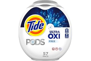 Tide PODS Ultra Oxi Free and Gentle Laundry Detergent Packs, 57 Count, Hypoallergenic Laundry Detergent Pods