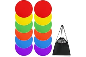 ZIECE 4.72inch 9inch Poly Spot Markers Non-Slip Rubber Floor Dots for Gym, 6/12/24 Pcs Flat Cones Agility Markers Poly Spots for Classroom Dance Sports Soccer Basketball Speed Agility Training