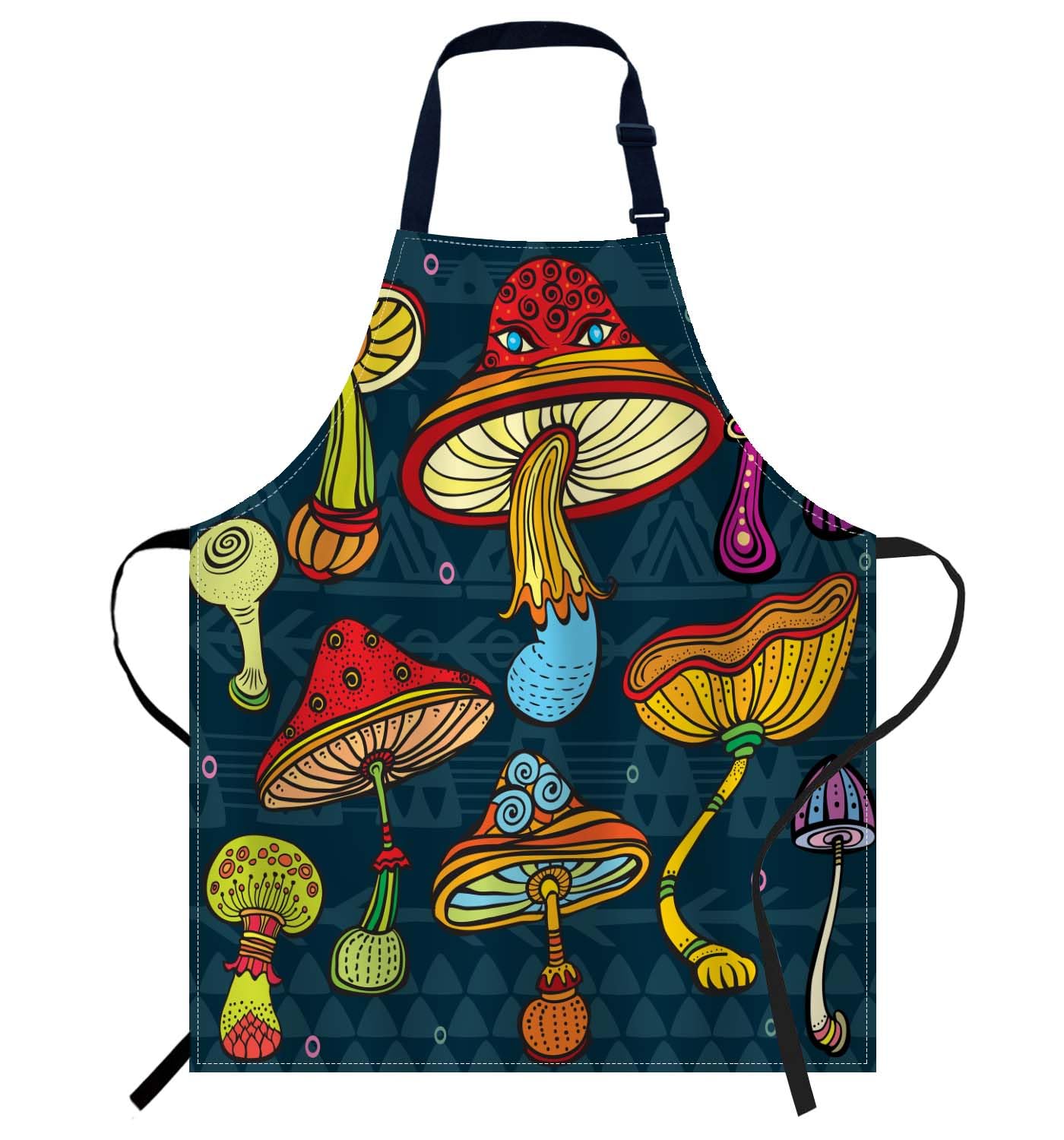 Smooffly Colored Mushrooms Apron Adjustable Bib Chef Aprons Cooking Apron Unisex Women Men Aprons Perfect for Home Kitchen, Baking, Gardening, Restaurant, Coffee house BBQ — image 1