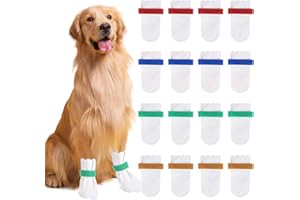 AMIPH Disposable Dog Boots for Paw Protection, 20 Pcs Disposable Dog Shoes with Adjustable Velcro for Small Medium Large Dogs, Dog Socks to Prevent Paw Licking & Wounds (M (16-33lb))
