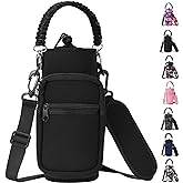 AceTreker 32/40/64/128 oz Neoprene Insulated Water Bottle Carrier Bag, Sling Bag Sleeve Pouch Holder with Strap & Paracord Handle and 2 Pocket for Travelling, Hiking, Camping