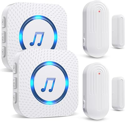 SanJie Wireless Door Alarm Sensor Chime 500ft 55 Ringtones 5 Volume 2 Receivers