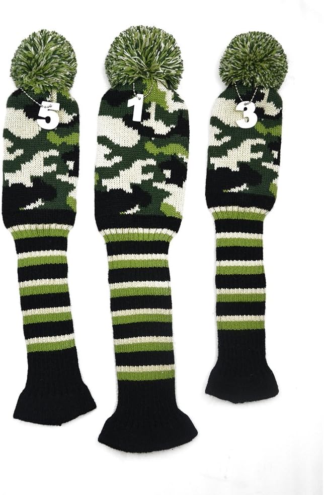 PLAYEAGLE 3 pcs/Set Knitting Golf Clubs Headcover Driver Cover(460cc),Fairway Wood Head Covers for More Brands