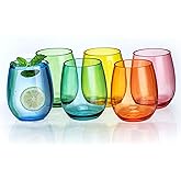 MIYOPESI 18oz Colorful Stemless Wines Cups, Shatter-Proof Acrylic Glasses Drinkware, Reusable Plastic Bar Glasses, BPA-Free, Dishwasher-Safe