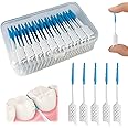 WQINX Dental Floss Picks Soft Silicone interdental Brush, Braces Brush, Floss Picks for Teeth, Disposable interdental Brush, Suitable for Cleaning Teeth Health (Blue, 160pcs)