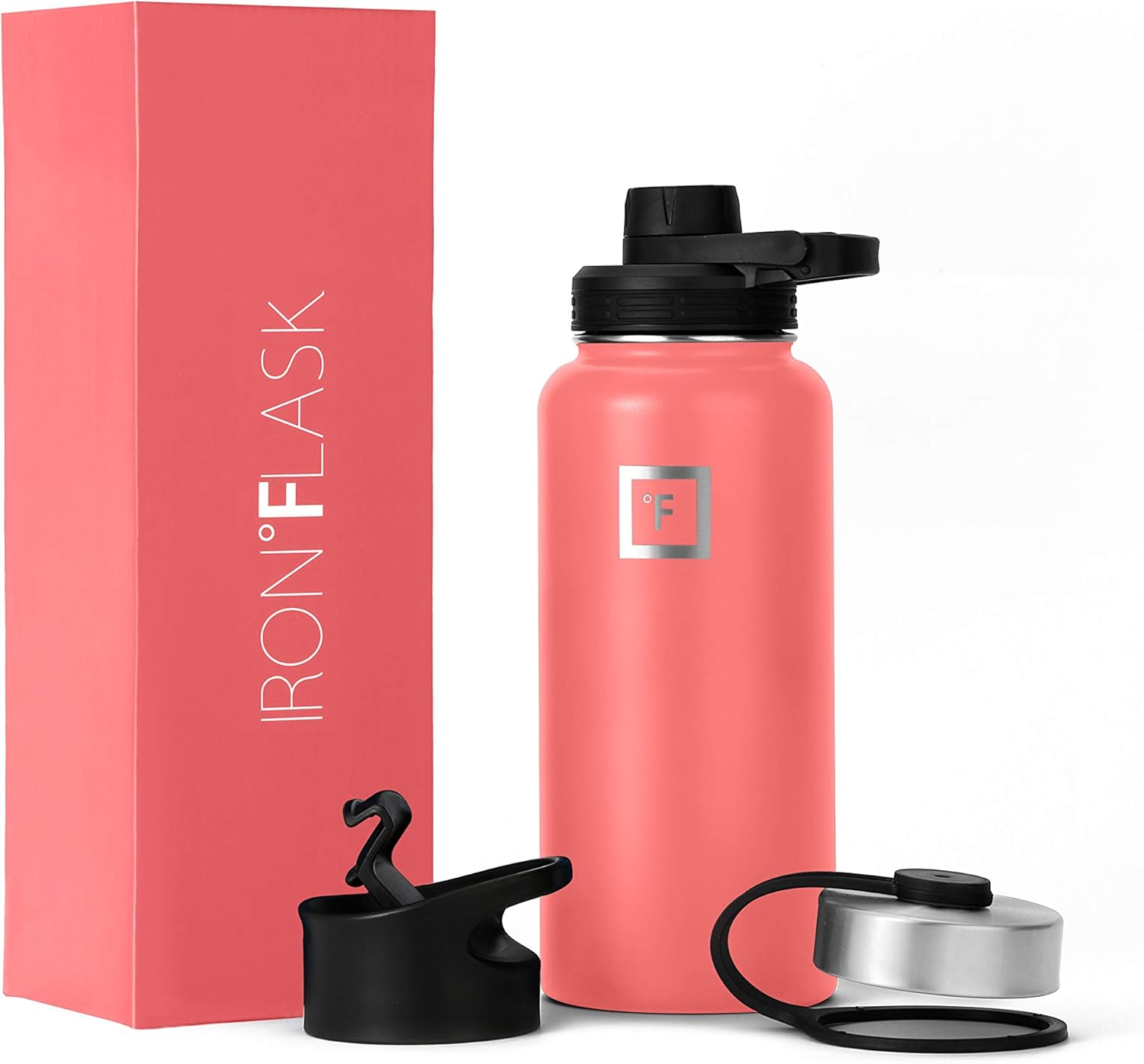 IRON °FLASK Sports Water Bottle 32 Oz, 3 Lids (Spout Lid