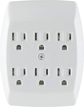 GE 6 Outlet Adapter, 3 Prong Outlets, Grounded, Wall Charger, Charging Station, White, 54947 - Electrical Multi Outlets - Amazon.com
