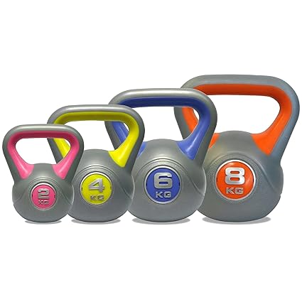 DKN Vinyl Kuhelhantel-Gewichte-Set, Mehrfarbig, 2-8 kg
