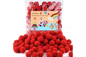 TUPARKA 100 Pcs Red Pom Poms 1 Inch Craft Pompoms Balls for Art Crafts DIY Projects