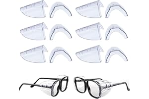 Korty 6 Pairs Eye Glasses Side Shields,Slip on Side Shields for Safety Glasses Fits Small to Large Flexible Clear Universal