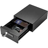 POCHAR Under Desk Safe with Keypad Lock, Hidden Slide-Out Drawer Secure Box | Steel Slide-Out Drawer Safe with Keypad Lock &amp; Key Lock - Under Table Gun Safe for Home &amp; Office - Quick-Access Security Box