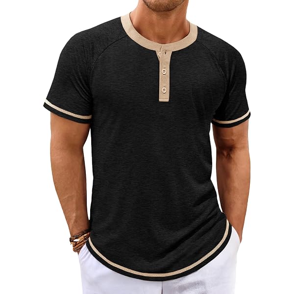 Men's Henley T-Shirt - Basic Casual Short Sleeve Top With Chest Pocket And Buttons, Crewneck Pullover - View #13