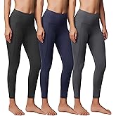 Showitty 3 Pack Workout Leggings with Pockets for Women, Black Compression Tummy Control Yoga Pants for Gym
