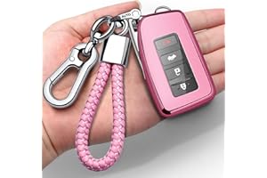 AUTOPHONE Compatible with Lexus Key Fob Cover with Keychain Soft TPU 360 Degree Protection Key Shell Case for RX ES GS LS NX RS GX LX RC LC Smart Key-Pink