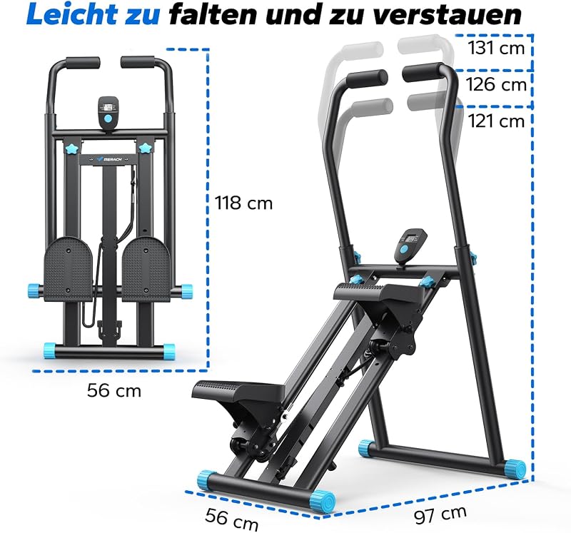 2026 Stair Stepper Pro,Stairmaster für Zuhause mit Einstellbarem 3 Stufen Widerstand,Folding Cardio Vertical Climber Maschine Treppenmeister mit Verstellbare Lenker für Home Büro Fitnessgerät